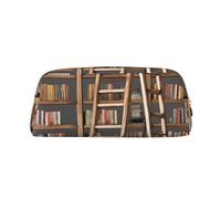 Lustiges Bücherregal-Sammel- und Leiter-Federmäppchen, großes Fassungsvermögen, ästhetische Stifttasche, Leder-Make-up-Tasche für Damen und Herren, Reise-Kulturbeutel, Reißverschluss, Kosmetiktasche