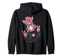 Lustiges Einhorn mit Brille Peace Zeichen Hipster Tier Kapuzenjacke