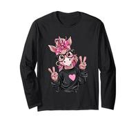 Lustiges Einhorn mit Brille Peace Zeichen Hipster Tier Langarmshirt