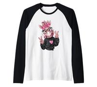 Lustiges Einhorn mit Brille Peace Zeichen Hipster Tier Raglan