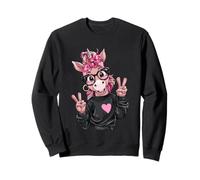 Lustiges Einhorn mit Brille Peace Zeichen Hipster Tier Sweatshirt
