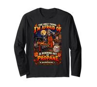 Lustiges Halloween-Grill-Design mit Aufschrift Dad Running Out of Propan Langarmshirt