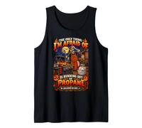 Lustiges Halloween-Grill-Design mit Aufschrift Dad Running Out of Propan Tank Top