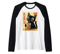 Lustiges Kawaii Katzen Bubble Tea Japanische Raglan