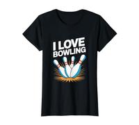Lustiges Stecknadeldesign „I Love Bowling Strike“ Preisgünstiges Grafik-T-Shirt, Damen, Schwarz, M