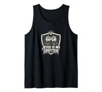 Lustiges Swole-Workout-Bankdrück-Meme „Jesus is My Spotter“ Tank Top