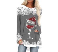 Lustiges Weihnachtspullover Damen Langarmshirt Weihnachts Pullover Weihnachten Sweatshirt Rundhals Top Lang Weihnachtspulli Langarm Oberteile Weihnachtsshirt für Teenager Mädchen Happy New Year 2025