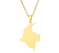 LUTAKU Kolumbien-Halskette mit Karte und Stadt, für Damen und Herren, Kolumbien-Halskette, Anhänger, Charm-Kette, Edelstahl-Karten-Schmuck-Zubehör, Einheitsgröße, Edelstahl, Kein Edelstein
