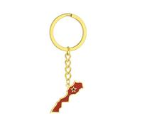 LUTAKU Schlüsselanhänger mit Marokko-Karte, Retro-Stil, ethnischer Stil, Edelstahl, für Damen und Herren, Taschen, Schlüsselanhänger, Schwestern, Brüder, Geburtstagsgeschenke, gold, One size