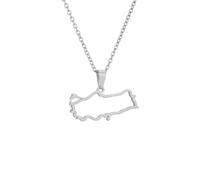 LUTAKU Türkei-Karten-Halskette für Damen und Herren, Türkei-Halskette, Anhänger, Charm, Edelstahl-Karten-Schmuck-Zubehör