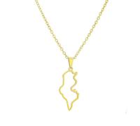 LUTAKU Tunesien-Karten-Halskette für Damen und Herren, Tunesien-Halskette, Anhänger, Edelstahl, Karten-Schmuck-Zubehör