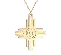 LUTAKU Zia Sun Halskette für Damen, Edelstahl, Zia-Symbol-Anhänger, New Mexico Zia Charm, Indianer-Symbol, Amulett Schmuck, Edelstahl