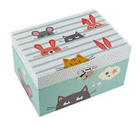 Lutèce Créations Schmuckschatulle/Schmuckschachtel/Schmuckkästchen mit Spieluhr aus Holz mit tanzender Katze, Spiegel und 18-Ton-Federspielwerk - Let it be (Paul McCartney)