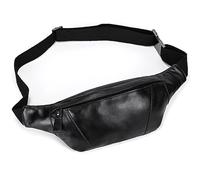 LUUFAN Echtes Leder Gürteltasche für Männer Mehrere Taschen Slim Fanny Pack Verstellbare Gürteltasche für Outdoor Running Wandern und Reisen, Schwarz