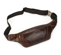LUUFAN Echtes Leder Gürteltasche für Männer Mehrere Taschen Slim Fanny Pack Verstellbare Gürteltasche für Outdoor Running Wandern und Reisen, Kaffee