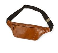 LUUFAN Echtes Leder Gürteltasche für Männer Mehrere Taschen Slim Fanny Pack Verstellbare Gürteltasche für Outdoor Running Wandern und Reisen, Hellbraun