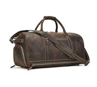 LUUFAN Echtes Leder Reisetasche große Kapazität Duffel Gepäck Tasche mit Schuhfach, Männer Frauen Vintage Wochenende Umhängetasche für Urlaub Geschäftsreise, Dunkelbraun