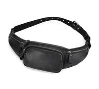 LUUFAN Echtes Leder Taille Tasche für Männer, Outdoor Messenger Schulter Crossbody Gürteltasche mit Mehreren Taschen für Sport Klettern Wandern Laufen Reisen, Schwarz