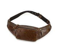 LUUFAN Echtes Leder Taille Tasche für Männer, Outdoor Messenger Schulter Crossbody Gürteltasche mit Mehreren Taschen für Sport Klettern Wandern Laufen Reisen, Kaffee