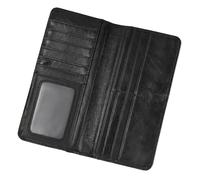 LUUFAN Echtleder-Langbrieftasche mit Mehreren Kartenfächern für Damen und Herren, Münzfach, Bargeldfach, Kreditkartenfach, schlanke Brieftasche zum Zusammenklappen, schwarz