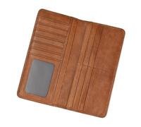 LUUFAN Echtleder-Langbrieftasche mit Mehreren Kartenfächern für Damen und Herren, Münzfach, Bargeldfach, Kreditkartenfach, schlanke Brieftasche zum Zusammenklappen, Hellbraun
