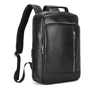 LUUFAN Echtleder-Rucksack für Herren, lässiger Tagesrucksack, Vintage, 14-Zoll-Laptop-Rucksack, Business, schlanke Reise- und Outdoor-Umhängetasche mit Trolley-Hülle (Schwarz)