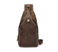 LUUFAN Herren Echtes Leder Sling Bag Brust Schulter Rucksack Crossbody Tasche für Casual Sport Wandern Reisen (Brown 1)