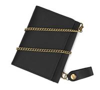 LUUFAN Retro Kette Kurze Brieftaschen für Männer Echtes Leder Trifold Wallet Anti-Diebstahl Kette Geldbörse für Reisen im Freien (6007-Schwarz)