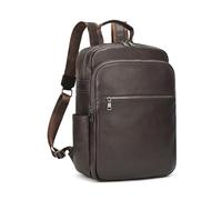 LUUFAN Rucksack aus echtem Leder für Herren, 15,6 Zoll (39,6 cm), große Kapazität, lässiger Rucksack, Geschäftsreisen, Wandern, Schultertasche, Tagesrucksack, Kaffeebraun