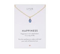 LUUK LIFESTYLE Damen Halskette mit hellblauem Zirkonia Tropfen Anhänger in Gold, 50 cm verstellbar, wasserfest, Edelstahl Schmuck mit funkelndem Edelstein, Solitär Design, Geschenkidee