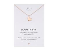 LUUK LIFESTYLE Damen Halskette mit Herz|Leibe|Love Anhänger aus Edelstahl, 50cm verstellbar, wasserfest, zartes Schmuckgeschenk für Freundin mit HAPPINESS Spruchkarte, Liebesymbol, Valentinstag