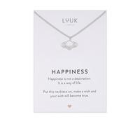 LUUK LIFESTYLE Edelstahl Halskette mit Saturn|Planetten Anhänger in Silber, 50 cm verstellbar, wasserfest, filigranes Schmuckgeschenk für Frauen mit HAPPINESS Spruchkarte, spirituelle, universum