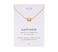 LUUK LIFESTYLE Edelstahlkette mit Bohne I Perle Anhänger, klassisch und minimalistisch, Business Schmuck, Geschenkidee für die Freundin, Gold
