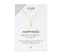 LUUK LIFESTYLE Halskette mit Feder Anhänger, Kette und Anhänger aus 925er Sterlingsilber, modernes Modeaccessoire, trendiger Schmuck in Boho Stil, Gold