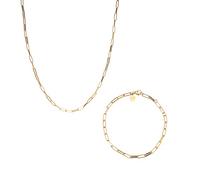 LUUK LIFESTYLE Schmuckset bestehend aus einer Halskette und einem Armband, grobe Gliederkette, Mode für Sie, Geschenkidee für Frauen, Freundinnen, Töchter, Schwestern, Valentinstag, Geburtstag, Gold