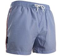Luvanni Badehose für Herren Schnelltrocknende Badeshorts 19 mit Kordelzug Beachshorts Boardshorts Schwimmhose Männer mit Muster Streifen Streifenmuster gestreift blau weiß 2XL