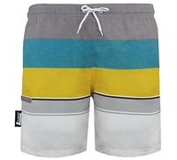 Luvanni Badehose für Herren Schnelltrocknende Badeshorts 601 mit Kordelzug Beachshorts Boardshorts Schwimmhose Männer mit Streifenmuster blau Blau grau Streifen Gelb XXL