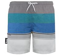 Luvanni Badehose für Herren Schnelltrocknende Badeshorts 601 mit Kordelzug Beachshorts Boardshorts Schwimmhose Männer mit Streifenmuster blau Blau grau Streifen Blau XXXXL