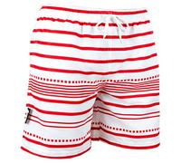Luvanni Badehose für Herren Schnelltrocknende Badeshorts mit Kordelzug Beachshorts Boardshorts Schwimmhose Männer gestreift Streifen Streifenmuster Palmen, Weiß-Rot, M