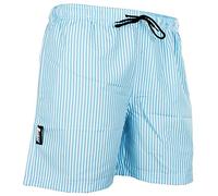Luvanni Badehose für Herren Schnelltrocknende Badeshorts Style-1 mit Kordelzug Beachshorts Boardshorts Schwimmhose Männer Streifen Streifenmuster Farbe Blau L