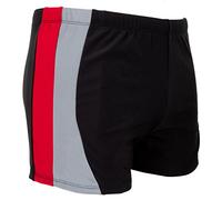 Luvanni Badehose für Herren Schwimmhose Männer kurz eng anliegend Badeshorts gestreift Streifen blau rot schwarz grau Streifenmuster Farbe gestreift XL
