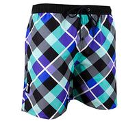 Luvanni Herren Badeshorts Beachshorts Boardshorts Badehose Schwimmhose Männer kariert Farbe Kariert blau türkis Weiss schwarz L