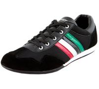 Luvanni Herren Sneaker Turnschuh Freizeitschuh Fitnesssschuh Erwachsene Outdoorschuhe Streifen Italien italienisches modernes Design Halbschuh mit echtem Leder Wildleder Farbe Schwarz EU 44