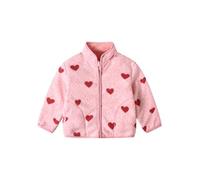 LUVCES Baby Jacke Jungen Unisex Kleinkind Mädchen Kinder Warm Fleece Jacke Full Zip Pullover Oberbekleidung Sweatshirt Rosa Herz 5-6 Jahre