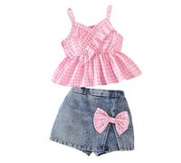 LUVCES Baby Mädchen Kleidung Kleinkinder Sommeroutfits Ärmelloses Rüschen Tanktop mit Shorts Süße Kleidungssets für Mädchen 6M-4 Jahren