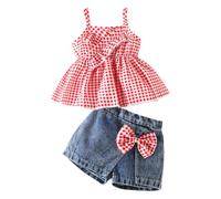 LUVCES Baby Mädchen Kleidung Kleinkinder Sommeroutfits Ärmelloses Rüschen Tanktop mit Shorts Süße Kleidungssets für Mädchen 6M-4 Jahren