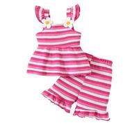LUVCES Baby Mädchen Kleidung Kleinkinder Sommeroutfits Ärmelloses Rüschen Tanktop mit Shorts Süße Kleidungssets für Mädchen 6M-4 Jahren