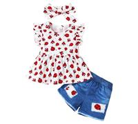 LUVCES Baby Mädchen Kleidung Kleinkinder Sommeroutfits Ärmelloses Rüschen Tanktop mit Shorts Süße Kleidungssets für Mädchen 6M-4 Jahren