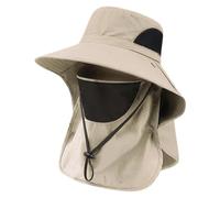 Luwecf Angelhut Sommerhut mit Nackenschutz Sonnenhut Outdoorhut Breite Krempe Atmungsaktive Faltbare Funktion Winddicht für Gartenarbeit Angeln Radfahren, Khaki, Universal-