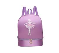 Luwecf Ballet Dance Rucksack Tasche Handtasche Turnbeutel mit Schuhfach Aus Wasserdichtem Oxford Stoff mit Entzückender Stickerei für Mädchen Tanzen Reisen G, Lila
